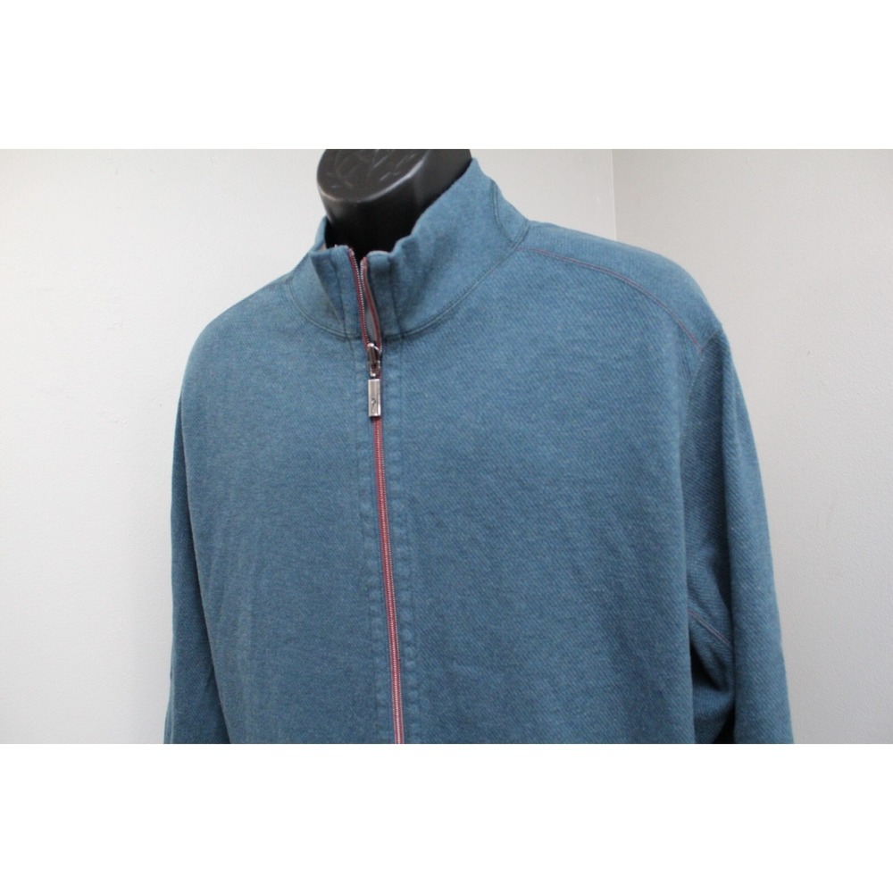 Tommy Bahama Reversible Full‎ Zip Sweater Blue / Gray Long Sleeve Mens 2XL XXL